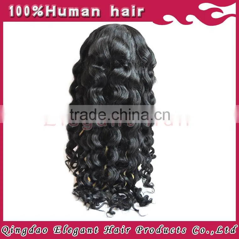 High quality New design 130%density curly 100% human hair glueless silk top full lace wigs