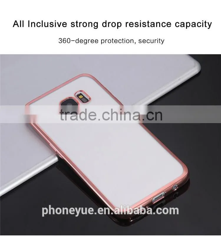Luxury Rose Gold TPU Plating Plated Edge Soft Clear Case for Samsung S7 edge