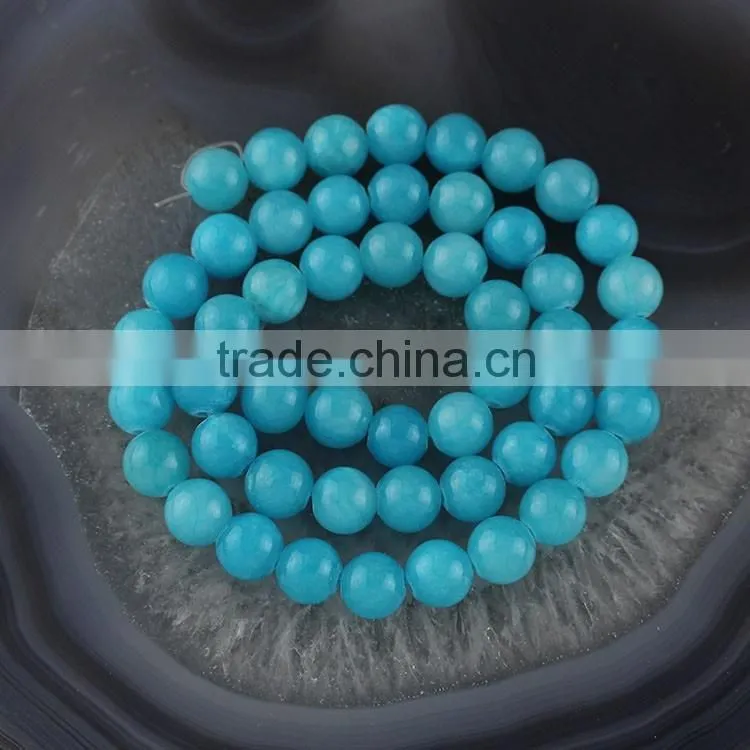 YJ1122-9 Dark green dyed jade stone beads strand