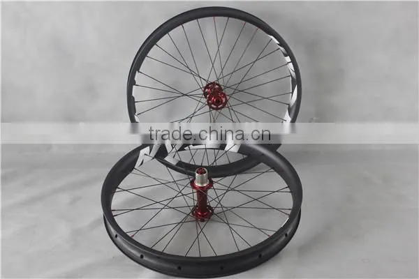 Painted cabron fat bike frame with UD-matt fat bike wheels with ICAN logos FW65