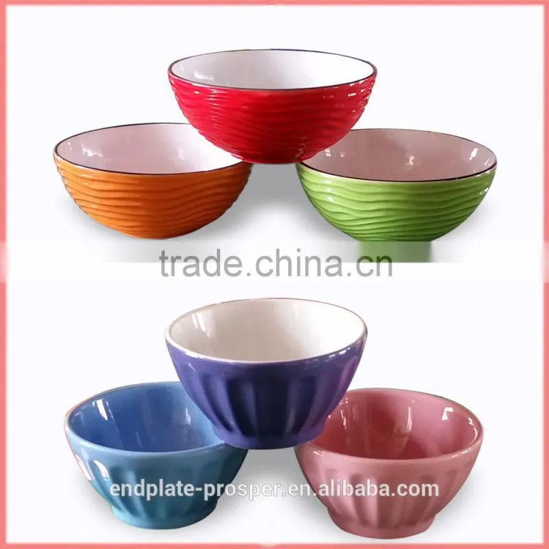 Ceramic color soup bowl 3 set