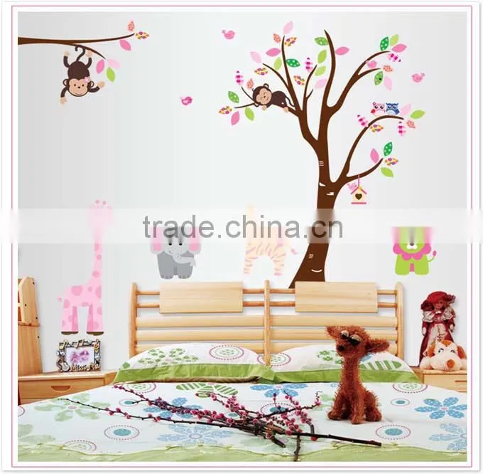 ALFOREVER hot sale the owl tree with other animals wall decals,kids owl decals
