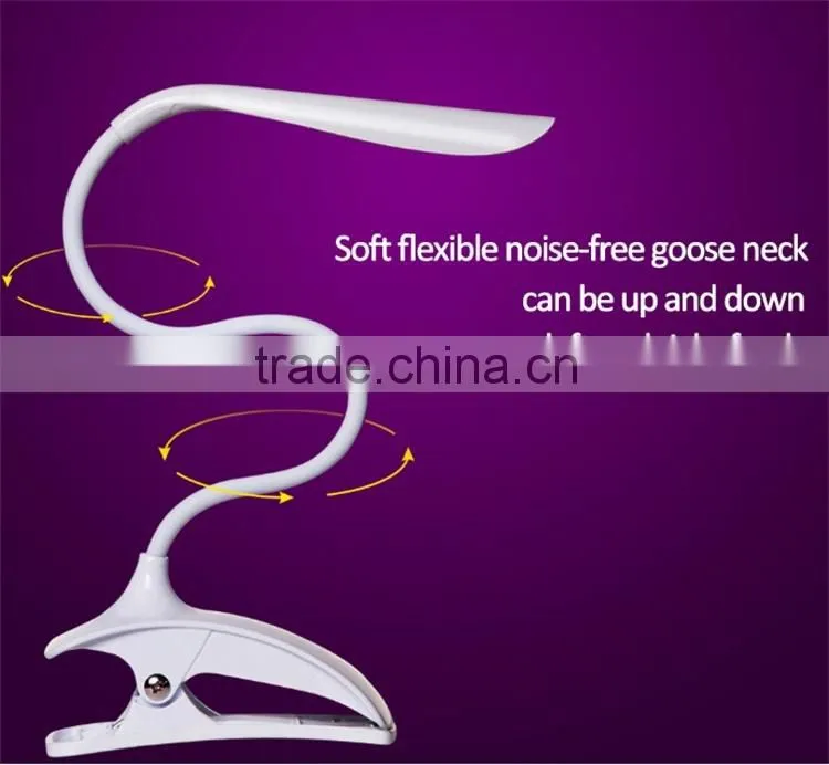 Rechargeable Flexible JK-853C dimmable led desk lamp 360 degree in door foldable Color changeable clip led table light
