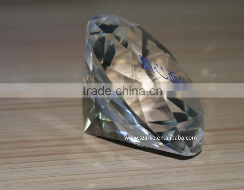 wholesale crystal diamond paper weight with printed logo,acrylic diamond shape paperweight,crystal decoration