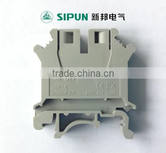 UK6 wiring connector din rail terminal block for electrical terminal
