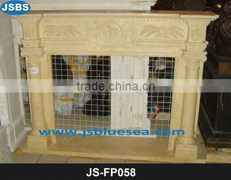 Natural stone fireplace beige