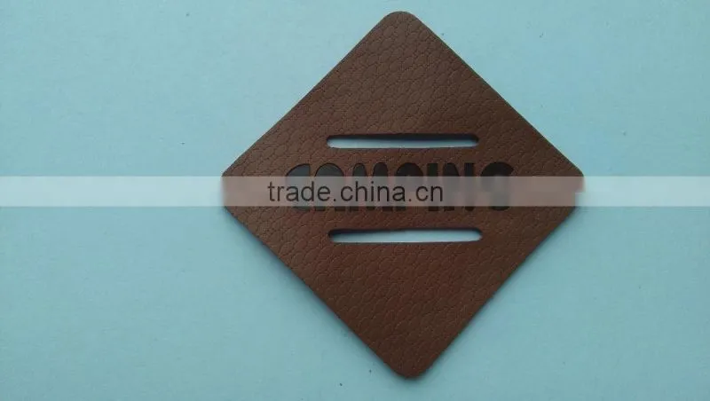 custom hollow out special shape leather patch badge