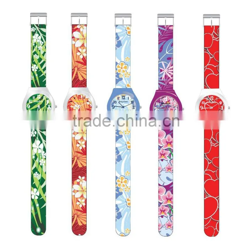 fashion PVC band plastic watch for promotion plastic ladies watch custom printed strap womens full printed plastic watch