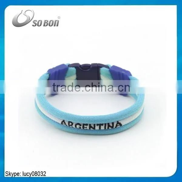 2016 sport bracelet, health negative ion sports country flag silicone bracelets