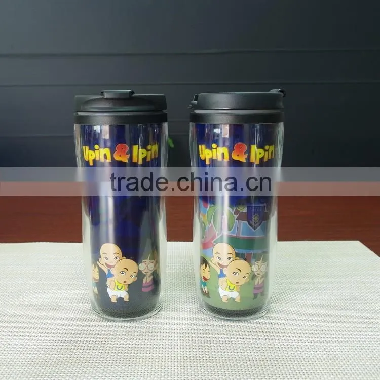 13oz custom logo double wall plastic color changing magic coffee cup