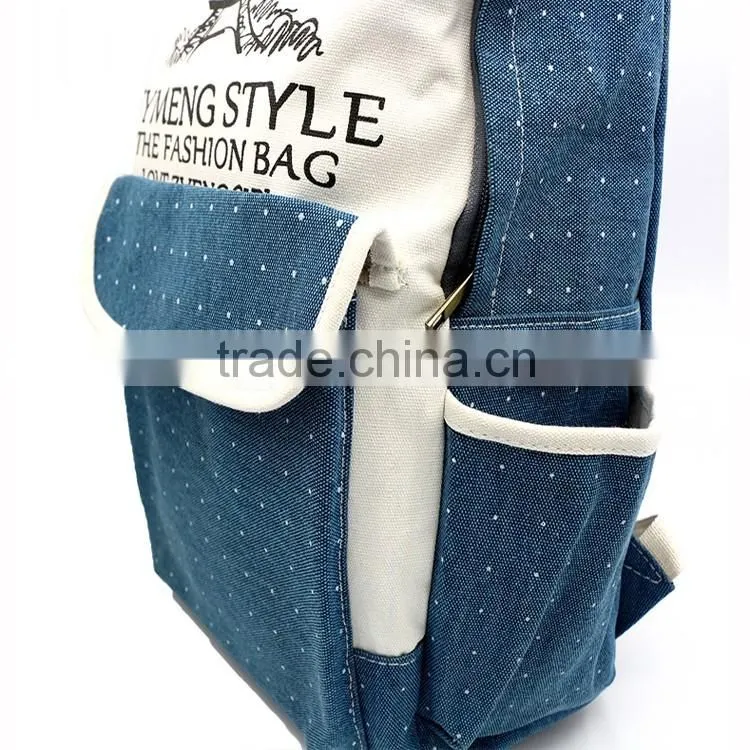 Customized printing canvas backpack bag, factory wholesale students backpack