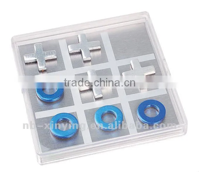 mini plastic casing with black painting metal magnetic TIC-TAC-TOE chess