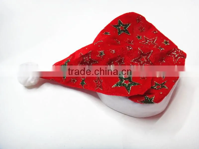 SJ-6732 Colorful star print Santa hat Red velvet Christmas hat
