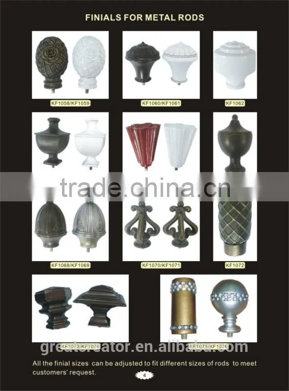 Decorative Antique White Pineapple Curtain Rod Finials For Large Wooden Poles