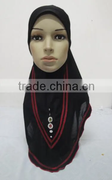 H266 new style one piece hijab with crystals