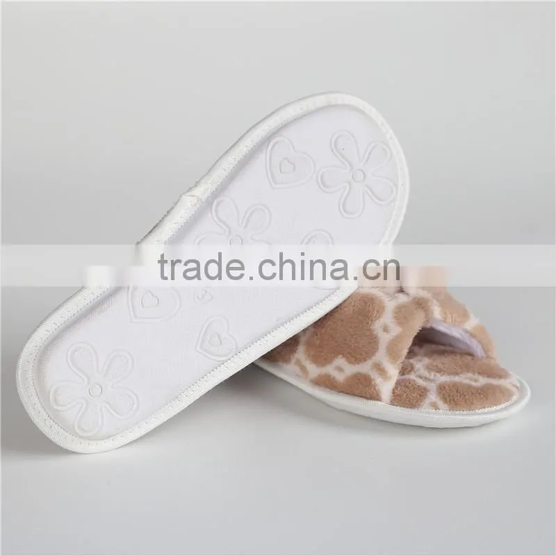 Women jacquard weave coral fleece indoor slipper