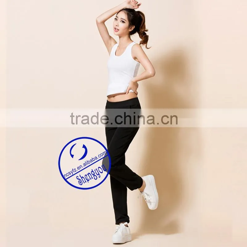 wholesale women cotton modal black yoga pants with pocket