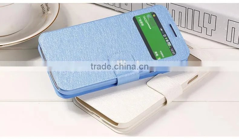 Single Open Window View Design Magnetic Buckle Leather Flip Case For Samsung
