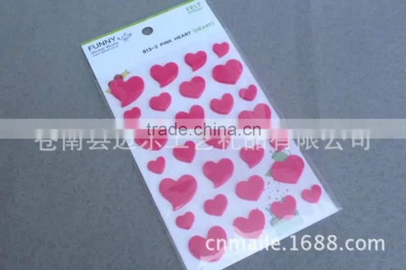 2016 Korea Funny felt sticker,loving heart felt sticker for promotional gift
