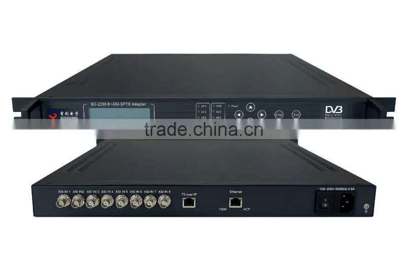 8 * ASI-64 SPTS IP Gateway(8ASI-to-64SPTS,Gigabit) Multicast/DVB IP Gateway