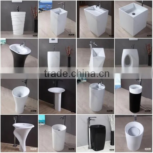 Single faucet hole Floor Mounted Pedestal basin