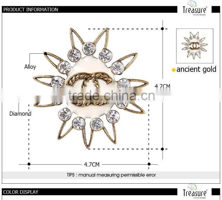 2015 latest new model famous brand imitation flower shape trendy best price brooch wholesale