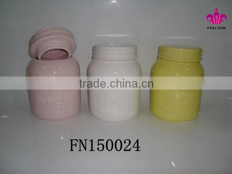 Colorful ceramic canister with Silicone