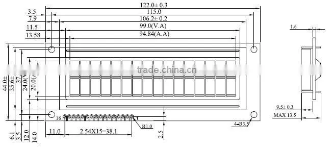 Big size 16X2 lcd module
