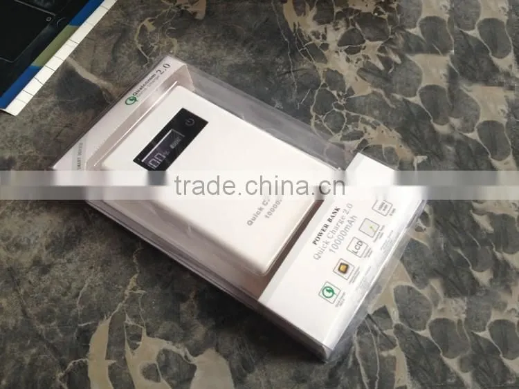 QC2.0 qualcomm Quick charge 2.0 10000mA Dual port power bank with LED Indicators