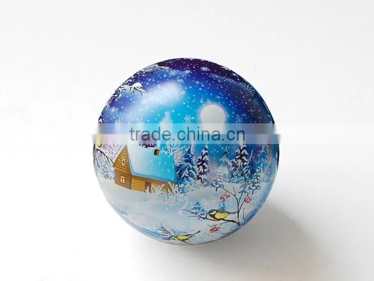 Beautiful Christmas ball shape gift tin ball for candy