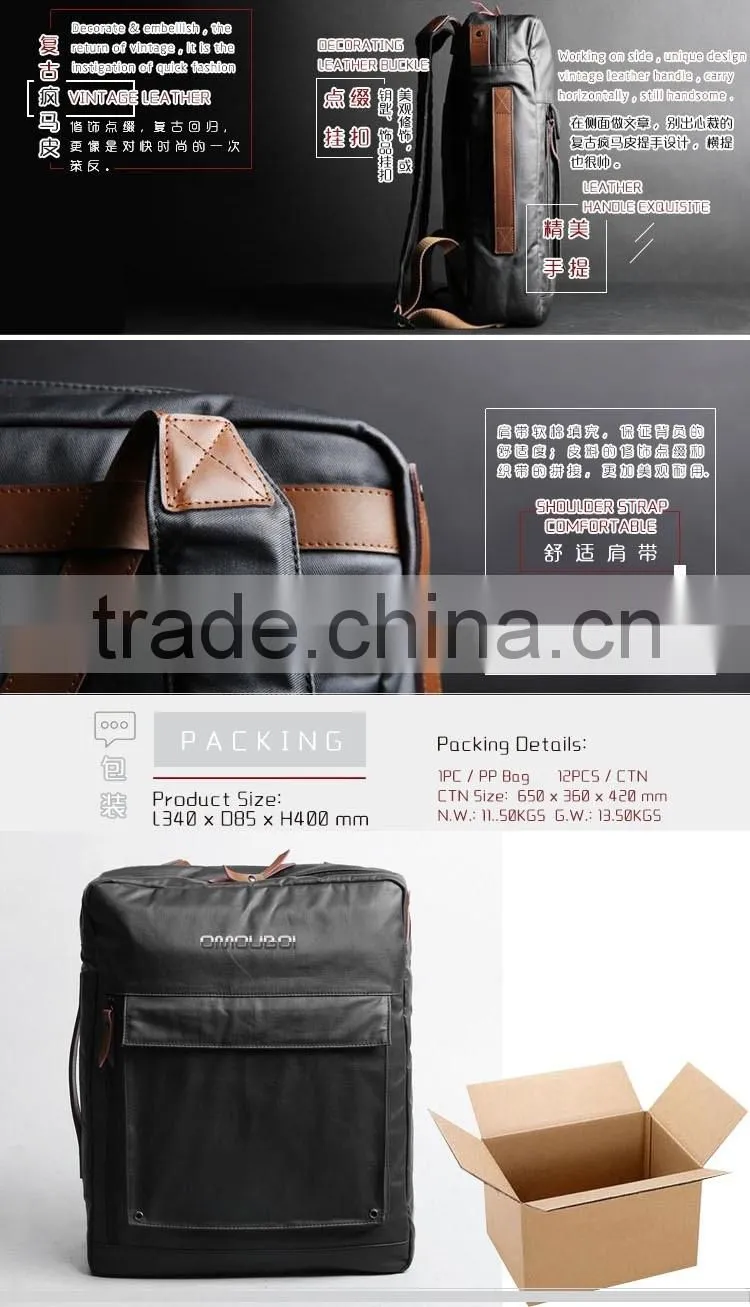 High Quality School Laptop Bag Tactical Vintage Backpack With Carry Handle