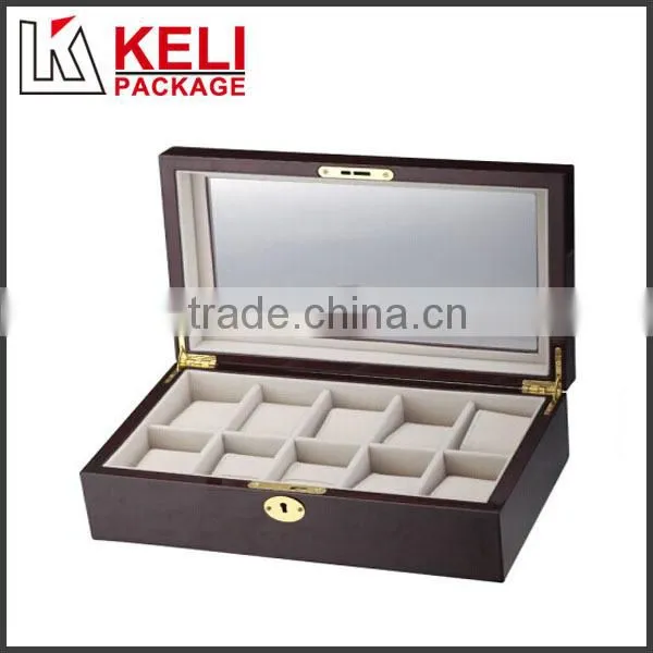New design square wooden watch box with window for eight watches use