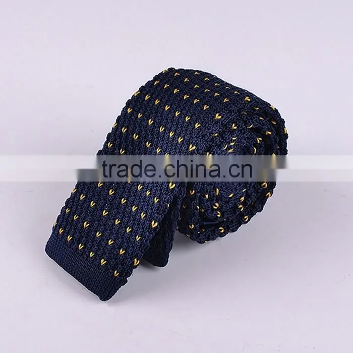 Factory wholesale Dark Blue Stripe Spot Knitted Necktie