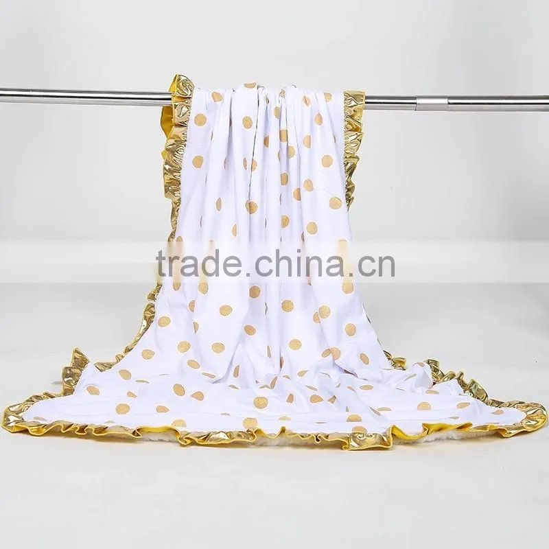 Gold Dots Minky Baby Blankets Super Soft and Beyond Adorable Baby Quilt Gold Baby Blanket