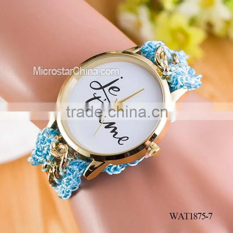 New Classic Geneva Ethnic Braided Analog Quartz Chain jetaime stainless steel watch