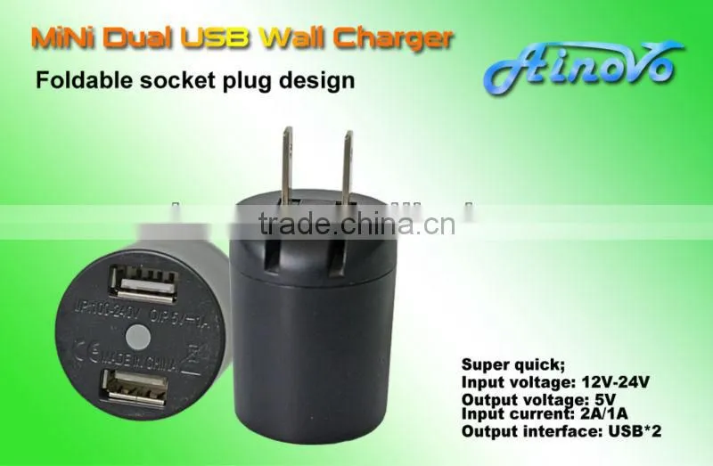 Factory price New design Dual USB 5v 2a usb power adapter