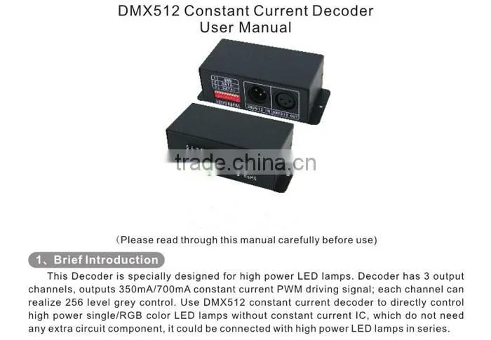 DC12-48V 3channels 700MA dmx512 constant current led rgb dmx decoder dmx to spi decoder