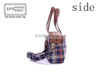 Hot selling colorful plaid canvas lady messenger bags
