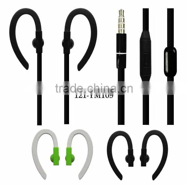 High quality stylish earhook earphones with mic for sport stereo mobile sport earphones hooks