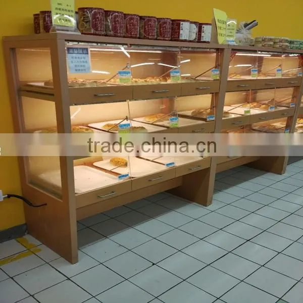 food display rack/wood bread display rack for supermarket and store