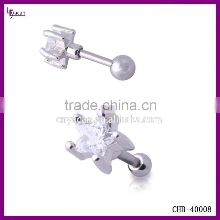 Fashion Stainless Steel Cubic Zirconia Ear Piercing Rings