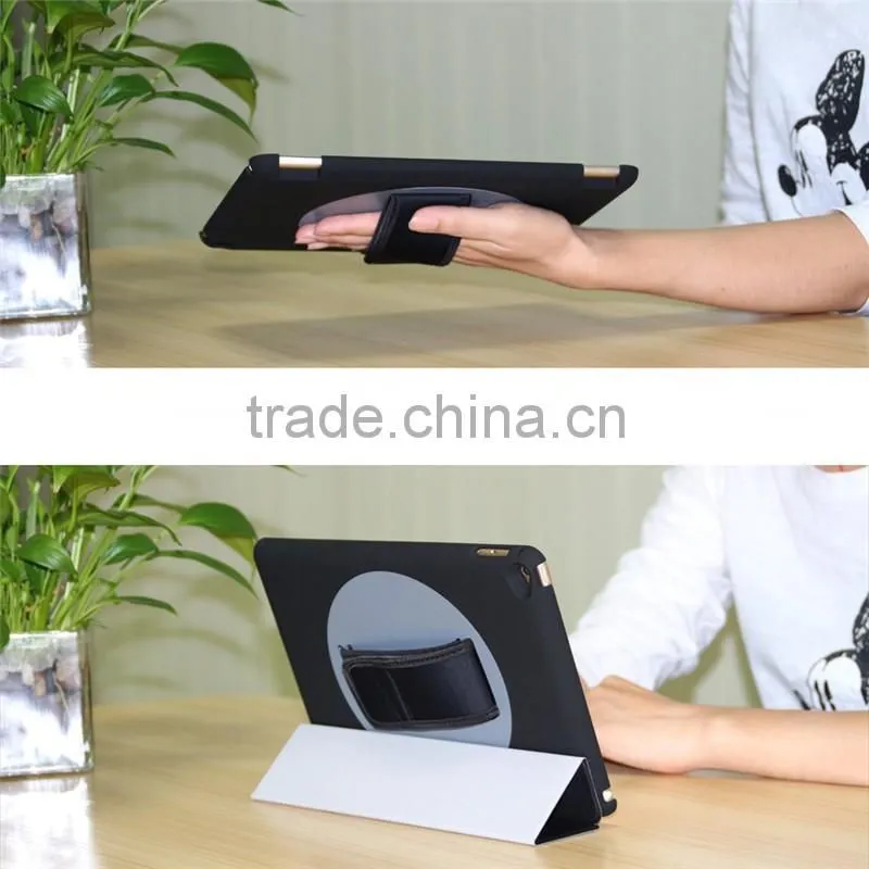 Factory Outlet Patent Item 360 Rotation handheld PC back case PU Smart front flip cover for iPad air 2