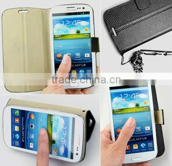 Snake Skin Textured Leather Flip Case for Samsung Galaxy S3 i9300