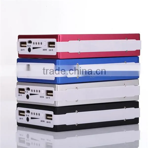 6000mAh Two-sided Dual-USB Solar Power Bank LED Torch Light for iPhone Silver