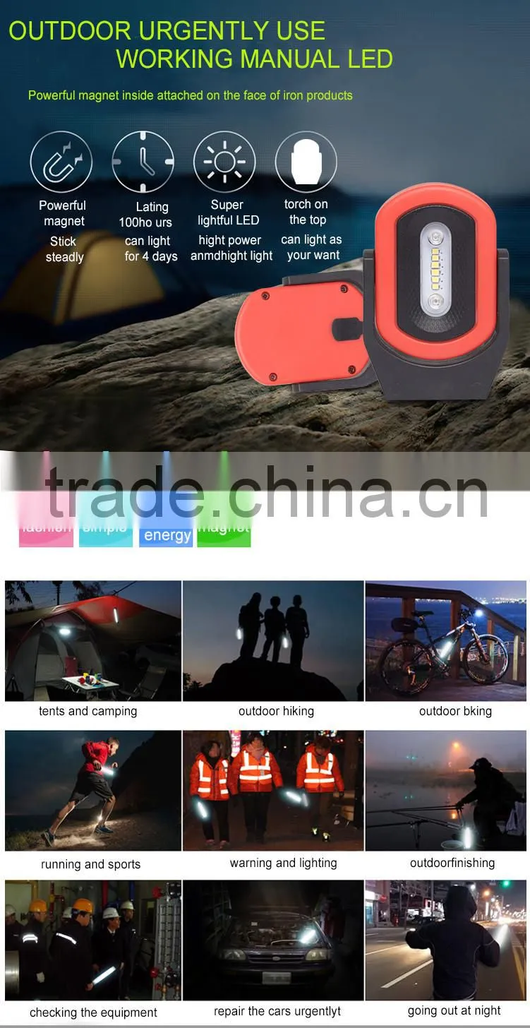 Rechargeable LED work lamp with red and blue warning light and SOS function
