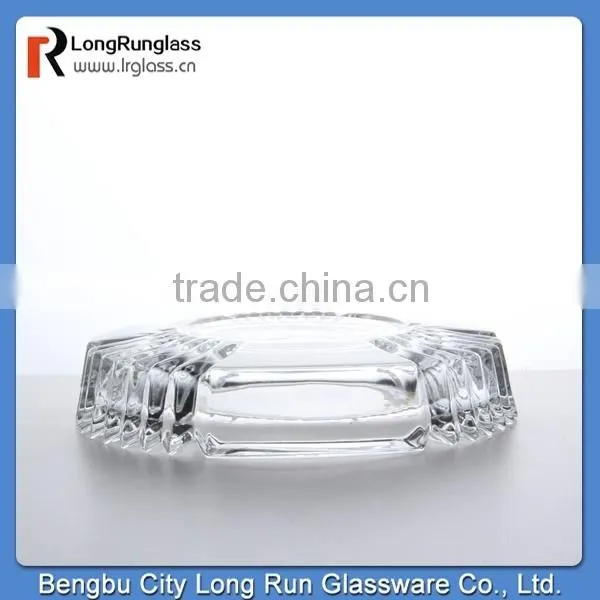 LongRun 2015 top selling 802g european style round carved transparent glass ashtray alibaba china factroy supply