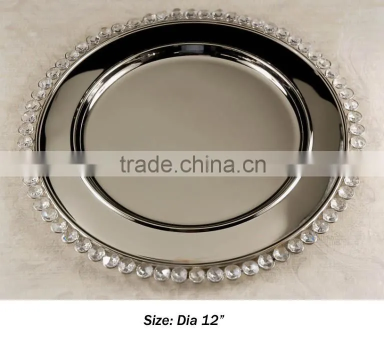 Hot sale wedding crystal charger plate, crystal charger plate