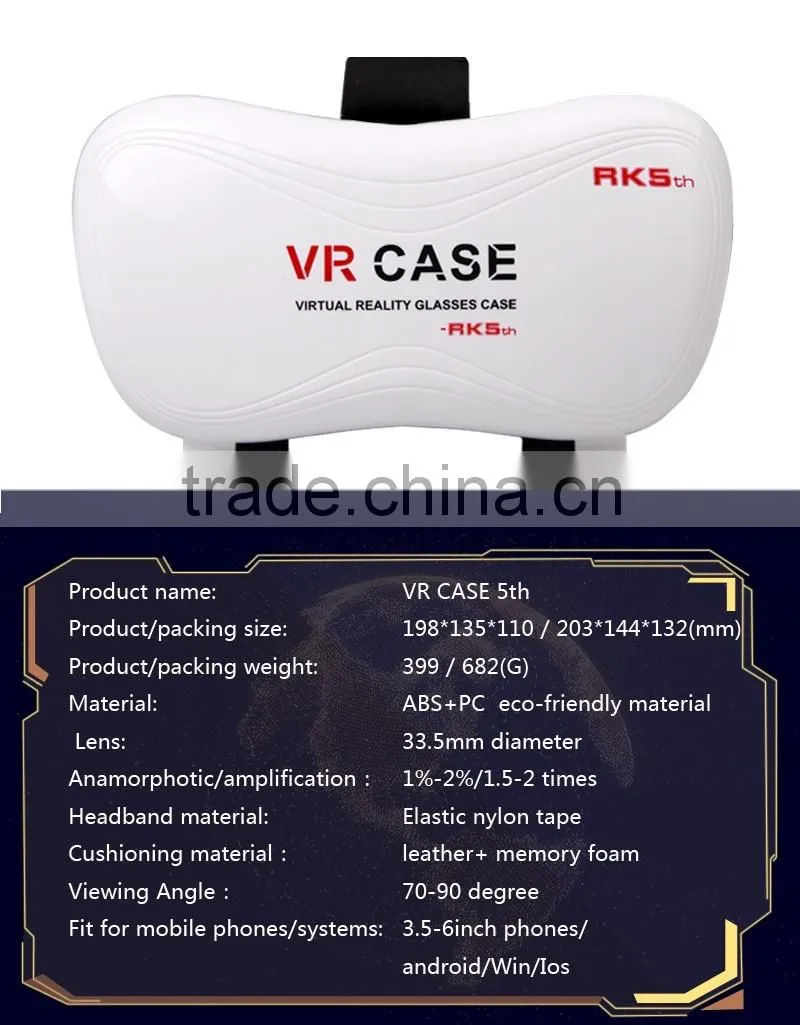 2016 New Arrival VR Box For Android and ios smart phones 3D glasses cardboard VR