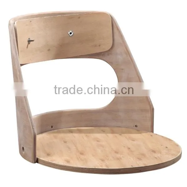 Modern Plywood Round Cushion Chairs with Wooden Legs