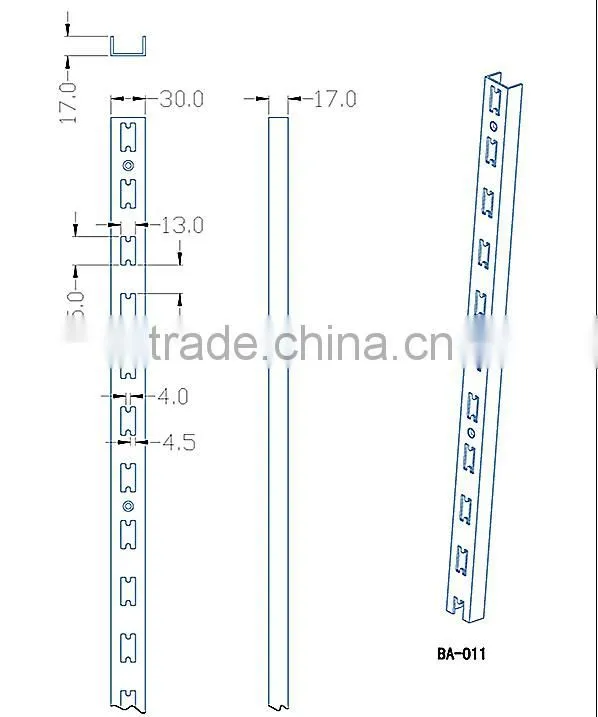 BA-011 1" slots 2" centers u channel iron